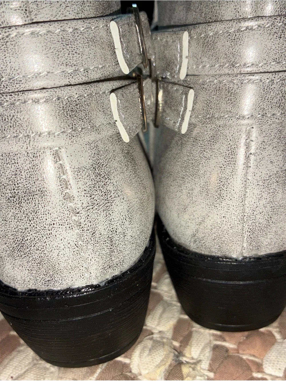 bebe Girls Metallic Silver Ankle Boots with Chain Accent